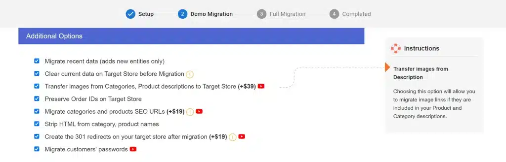 Additional migration options WooCommerce update