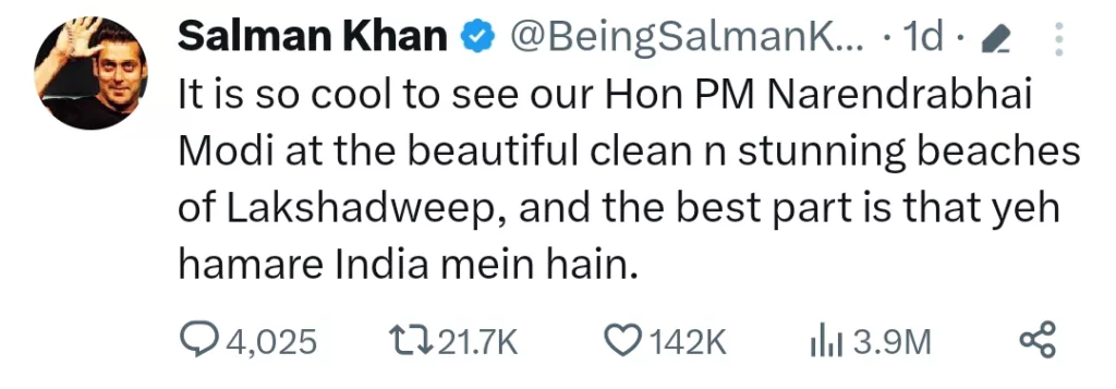 Salman Khan on Lakshadweep